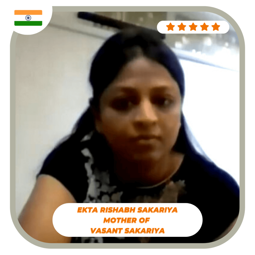 Parent Testimonial Ekta Rishabh Sakaraiya