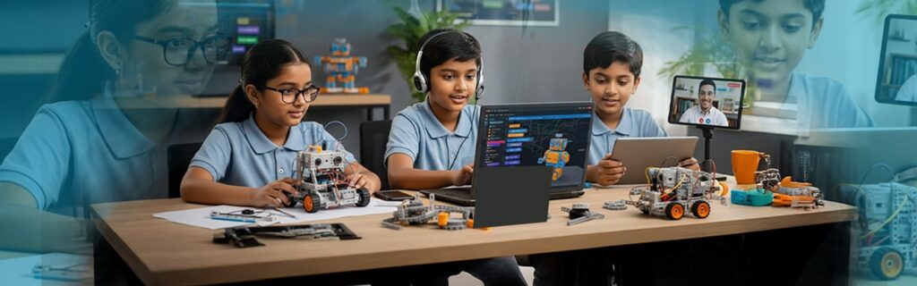 Through Online Coding and Robotics-min